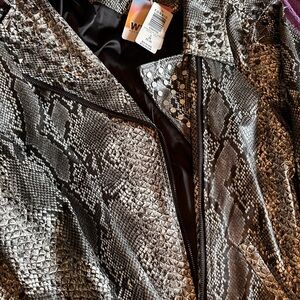 torrid Gray Snake-Print Faux Leather Moto Jacket